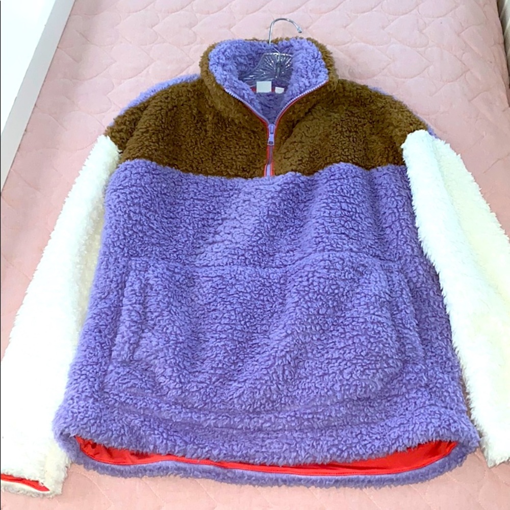 Gap Colorblock Sherpa Half Zip Pullover Nwot - image 1